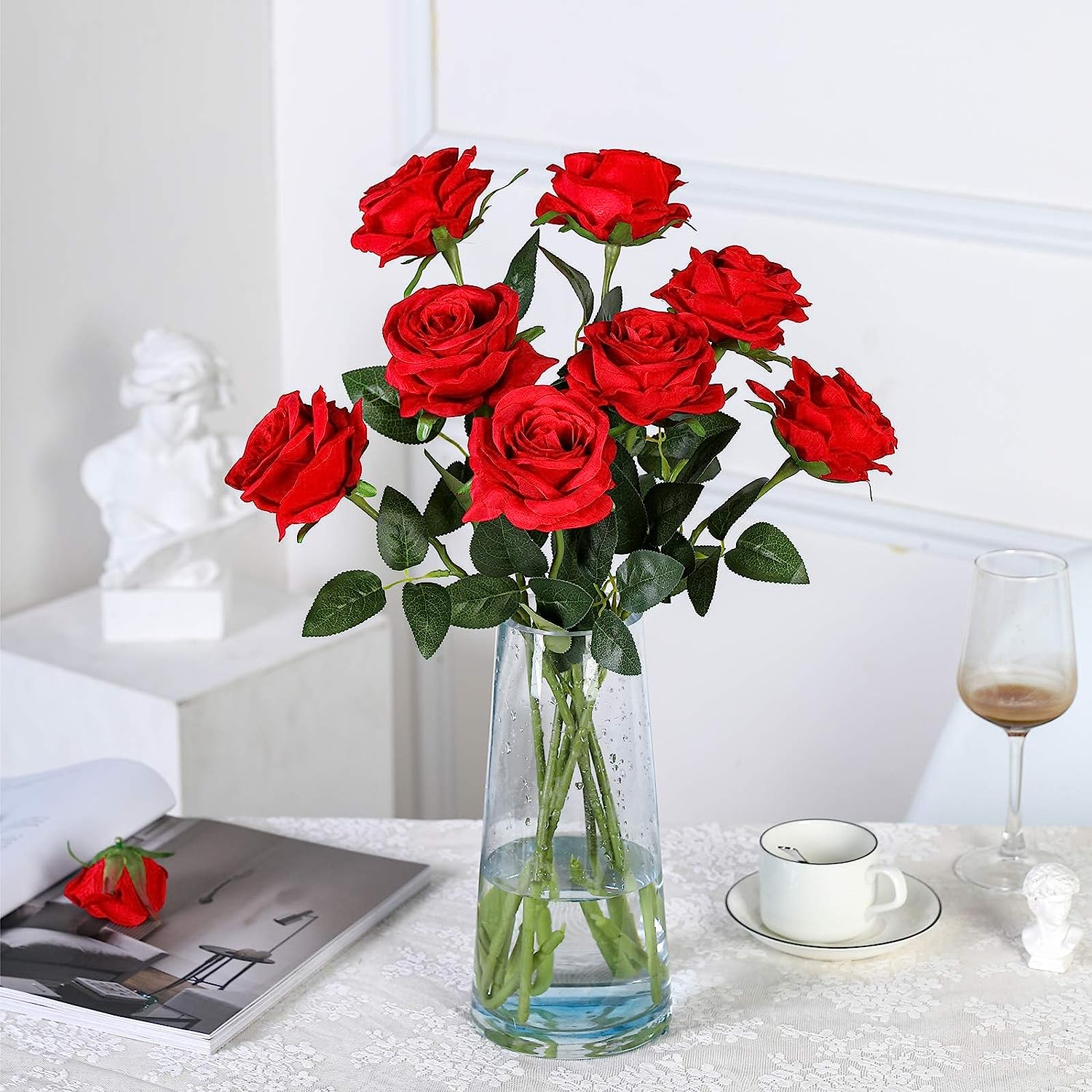 Florist Supply Bulk - Bouquet de 12 roses rouges artificielles
